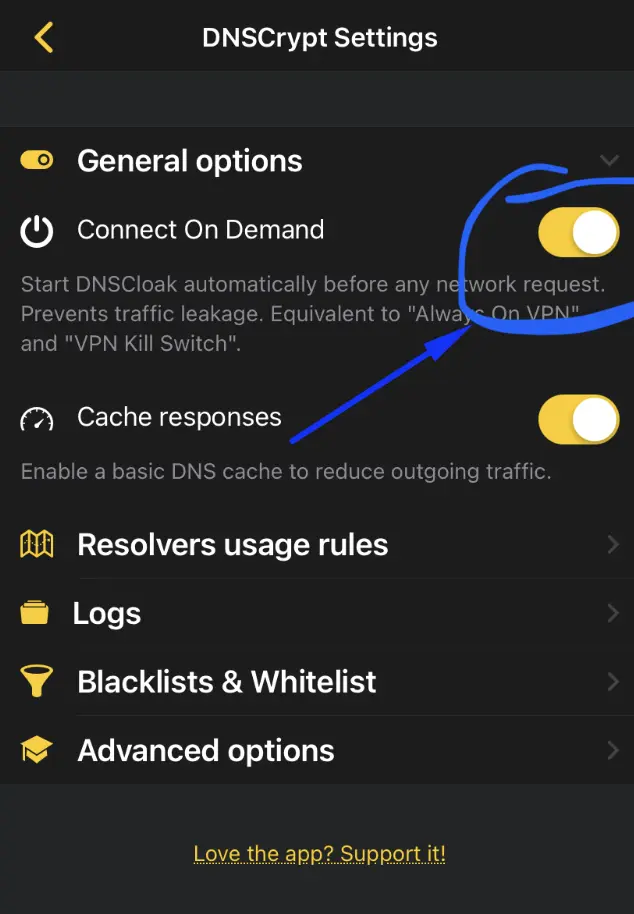 Switch on the option Connect On Demand