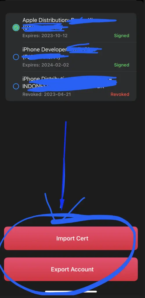 Now Select the option of Export Account or Import Certificate based on the requirements