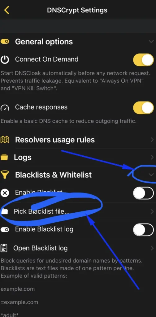 Upload this file after choosing the option of Pick Blacklist File